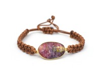 Bracelet ajustable fait main en laiton plaqué or 18 carats avec pierre précieuse naturelle Agate Solaire taillée en facettes, style bohème, cadeau de mariage pour femme