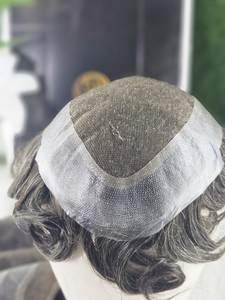 Cabello indio para hombre Remy Virgen corto negro en capas pelucas rectas para cabello gris plateado moda de onda natural - Product Image 5