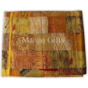 Handmade Indian <b>Kantha</b> Work Quilt Patchwork 100% Silk Bedspread Vintage Ralli <b>Throw</b> Wholesale Lot 3Pc for Home Use - Product Image 6