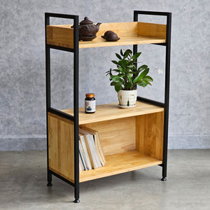 Étagère à 2 niveaux VEGA 60x32x93cm en bois d'hévéa KS68094, type sur pied pour salon - Product Image 5