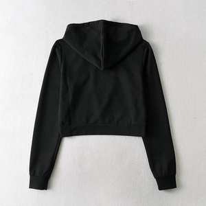 Sweat à capuche court tendance en polaire pour femme, respirant, avec fermeture éclair sur le devant, idéal pour la gym, grandes tailles, automne/hiver/printemps - Product Image 2