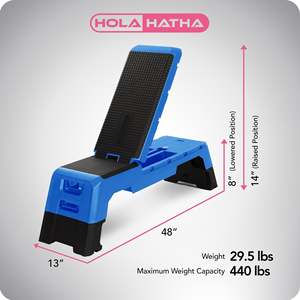 HolaHatha Pedana Multifunzionale Blu per Fitness e Aerobica, Regolabile in Plastica con Vano Portaoggetti - Product Image 2