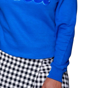 Sólido Zeta Chenille sudadera algodón polar bordado griego hermandad Zeta Phi Beta azul pulóver cuello redondo para mujer - Product Image 3