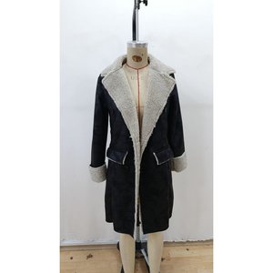 Abrigo corto de gamuza con cuello y botones para mujer, manga larga, 28762 - Negro - Product Image 5
