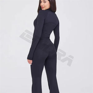 Chaqueta deportiva para mujer Running Yoga Chaqueta Slim Fit Full Zip Turtleneck Workout Track Jacket Chaqueta deportiva con cremallera - Product Image 4