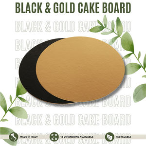 แผ่นกระดาษแข็งกลมเคลือบสีดำและสีทองแบบใช้แล้วทิ้งทำจากอิตาลีขนาดแตกต่างกันพร้อมส่ง - Product Image 2