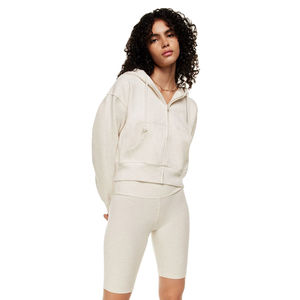 Custom Made Cotton <b>Fleece</b> Crop <b>Top</b> Hoodie <b>for</b> <b>Women</b> Breathable Drop-shoulder Design Hooded Collar Winter Front Logo 300g Casual - Product Image 2