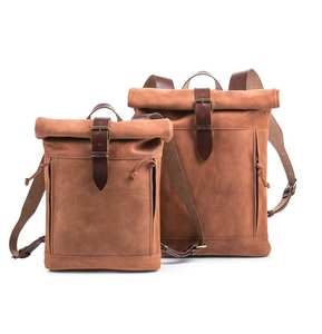 Sac à dos roll top en cuir minimaliste style vintage pour homme LRTB-0087 étanche pour les voyages d'affaires ordinateur portable cuir véritable - Product Image 4