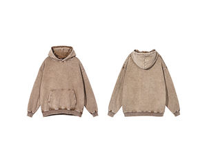 Sweat à capuche oversize unisexe en coton délavé à l'acide, style streetwear, doux et confortable - Product Image 1