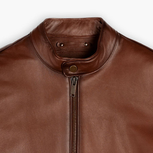 Veste d'hiver élégante en cuir noir pour hommes de toutes tailles avec logo personnalisé et fermeture éclair, veste de marque privée - Product Image 4