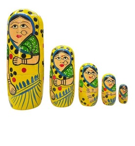 Ensemble de poupées gigognes en bois peintes à la main de 5 poupées matriochka décoratives de style russe pour la collection de décoration intérieure et l'utilisation de cadeaux - Product Image 4