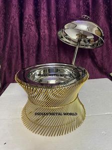 Hot pot exclusif en acier inoxydable de qualité design antique nourriture ramadan servant chaud par le monde du métal indien - Product Image 6