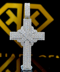 Colgante de diamante Moissanite brillante de corte redondo, Plata de Ley 925, colgante Holy Cross Charm, probador de diamantes Pass - Product Image 1