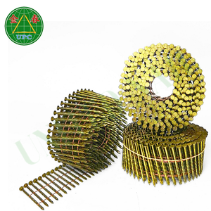 Industrial Steel 2.75 Inch Coil <b>Nails</b> Premium Rust-Resistant Sharp Checkered Head Zinc Yellow-Chromate Plated Head Diameter - Product Image 1