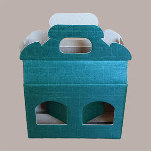 10 Uds. Caja de cartón de seda verde materiales reciclados laminación brillante para 2 tarros de salsas y cremas 130x60H90mm - Product Image 1
