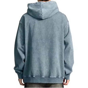 Sudadera con capucha para hombre al por mayor lavado ácido estilo Vintage impresión personalizada bordado poliéster/algodón polar 300g pesado invierno - Product Image 6