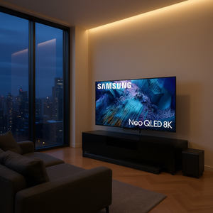 Téléviseur intelligent QLED Mini LED de 85 pouces avec barre de son 3.1.2 canaux, caisson de basses et résolution 8K - Product Image 1