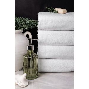 Toalla de mano de algodón blanco 50x70 para baños de invitados bordado cuadrado Jacquard diseño suave y absorbente 450 GSM - Product Image 3