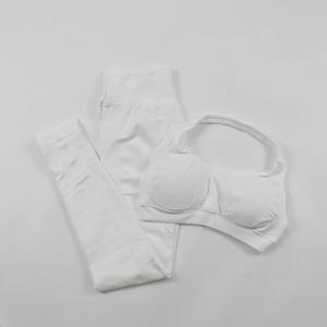 Haute élastique sans couture solide écologique femmes Yoga Leggings & Halter soutien-gorge de sport 2 pièces ensemble pour entraînement de gymnastique - Product Image 1