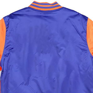 Chaqueta Bomber Unisex de Primavera de Alta Calidad, Personalizada, de Seda/Algodón, Casual, Reversible, Impermeable y Cortavientos, con Frente Azul Rey y Cuerpo Naranja - Product Image 6