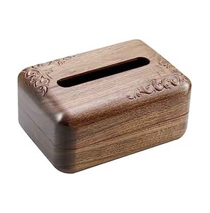 Caja de pañuelos de madera Soporte de pañuelos faciales de madera con detalles tallados a mano para sala de estar o dormitorio - Product Image 6