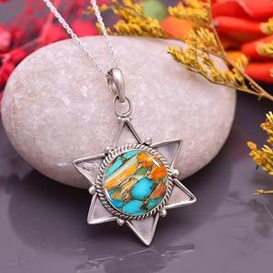 Colgante de tendencia de piedras preciosas turquesa, colgante de collar de joyería fina de Plata de Ley 925 con sello 925, joyería colgante de plata - Product Image 3