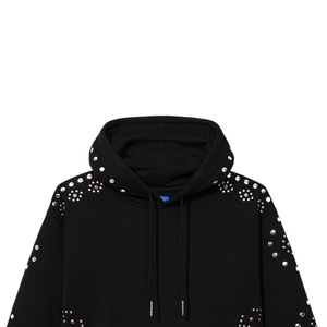 Sweat à capuche exclusif pour homme en coton mélangé, impression en relief, logo personnalisé, strass, veste d'hiver, poids lourd, streetwear élégant - Product Image 6