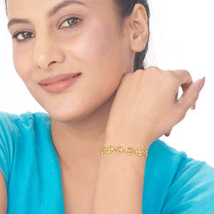 กำไลข้อมือแฟชั่นแบบยืดหยุ่นลายดอกไม้สีทอง - Product Image 3
