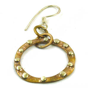 Boucles d'oreilles uniques en cuivre avec des accents plaqués or, bijoux de mode, cadeau - Product Image 3