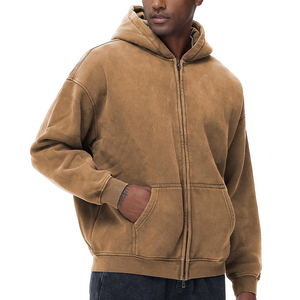 Sweat à capuche d'hiver entièrement personnalisé en molleton épais, délavé à l'acide, couleur unie, 100 % polyester, respirant, écologique, style streetwear pour - Product Image 5