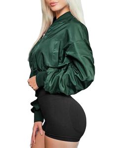 2025 nouvelle grande taille Satin femmes Bomber vestes hiver bouffant personnalisé brodé Satin vestes taille élastique femmes Satin vestes - Product Image 4