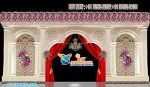 Conjunto de escenario de boda de estilo abierto Pilar tallado dorado para Fiji Tema de oro blanco Decoraciones DE BODA indias de bajo presupuesto - Product Image 5