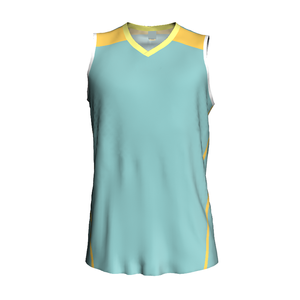 Camiseta de Baloncesto Sublimada Personalizada para Hombre, Cuello en V, Sin Mangas, Bloques de Color, Poliéster que Absorbe la Humedad, Ropa Deportiva - Product Image 4