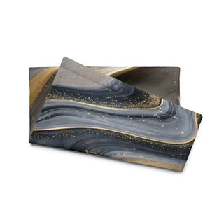 Serviette carrée en lin brodée à la main, motif Cascade de Veines Dorées, compressée, pour la maison, les voyages, la plage, la salle de bain, la cuisine, cadeau pour enfant - Product Image 3