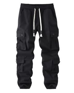 Pantalon cargo tactique multi-poches pour homme, 100% coton, taille plus, décontracté, streetwear, randonnée, travail, fermeture à boutons sur le devant, coupe droite, extérieur - Product Image 1