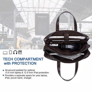 Vente en gros sac d'ordinateur portable en cuir personnalisé, mallette de travail sac d'ordinateur d'affaires s'adapte à 15.6 pouces en maximisant l'usure - Product Image 3