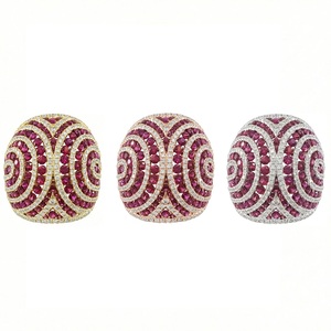 Bague de fiançailles et de mariage sur mesure, en or blanc platine de haute qualité, avec pierre précieuse rubis, pour cadeau - Product Image 4