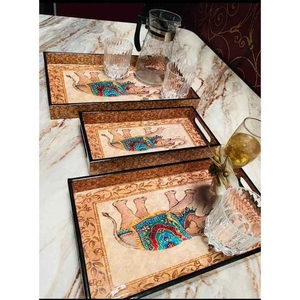 Plateau de service imprimé en bois léger pour thé et petit déjeuner servant hôtel décor à la maison Table à manger plateau de service imprimé - Product Image 5