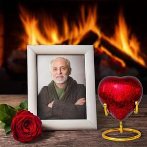 Heart Shape Keepsake Urn With Golden Brass Stand <b>Box</b> and Bag Mini Cremation Heart Urns <b>for</b> Human <b>Ashes</b> Pet <b>Ashes</b> Funeral - Product Image 1