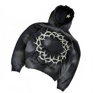 Hoodie personnalisé tendance surdimensionné avec impression délavée, 100% coton molletonné, qualité supérieure, Merial, unisexe - Product Image 1