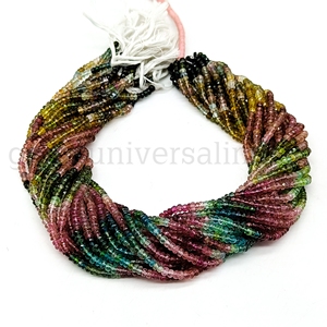 Perles rondelle à facettes multiples en tourmaline, perles de pierres précieuses en tourmaline naturelle, perles rondelle de tourmaline, perles en vrac en gros - Product Image 2