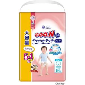 Nouvelles couches jetables Goon Plus Soft Touch, grandes, 54 pièces, pour bébés, pack jumbo, peau sensible, prévention des fuites 3D, fabriquées au Japon - Product Image 1