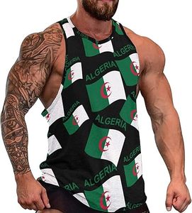 Camiseta sin mangas con bandera de Argelia para hombre, camiseta sin mangas personalizada para entrenamiento, gimnasio, Fitness, camiseta sin mangas informal en blanco, camiseta sin mangas, método de tejido - Product Image 1