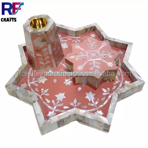 Luxe fait à la main mère perle incrustation étoile plateau encens Madhkan brûleur d'encens arabe bougeoir Bakhoor Mubkhara pour les cadeaux de l'Aïd - Product Image 4