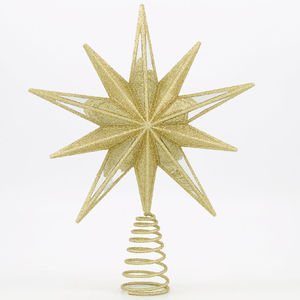 Décorations de Noël festives personnalisées par OEM ornements dernière étoile d'or de Topper d'arbre pour la décoration de Noël - Product Image 6