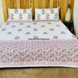 Wholesale Hand Block Printed Knitted Eco-Friendly Cotton <b>Quilted</b> Bedspreads Bedcover - Product Image 2