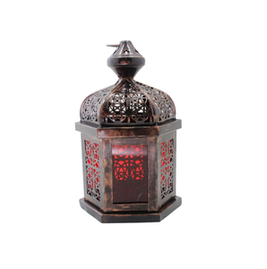 Artesanías de oro antiguo acabado de vidrio y linterna de hierro portavelas linterna uso para Navidad y decoración del hogar - Product Image 2