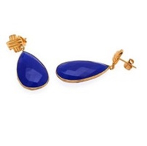 New Arrival Blue Chalcedony Gemstone 925 Sterling Silver Pear Shape <b>Earrings</b> - Product Image 1