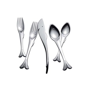 Ensemble de 5 couverts en acier inoxydable idéal pour les ustensiles de cuisine de table à manger à usage domestique couverts plaqués couleur argent poignée de qualité supérieure - Product Image 1