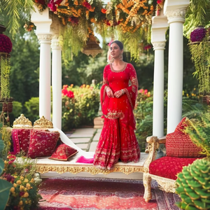 Nuevo Conjunto de Diseñador para Mujer, Estilo Bollywood, para Bodas y Fiestas, Top de Georgette Sintética Pesada, Sharara, Palazzo y Dupatta, Estilo Antra - Product Image 1